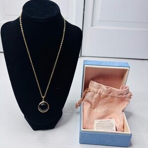 Price is firm GEM GOSSIP 10K Gold Reversible Malachite & Onyx Pendant Necklace